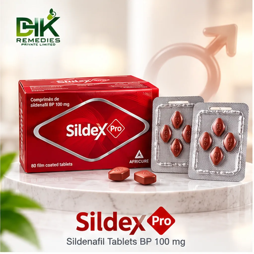 SILDEX PRO Sildenafil Tablets BP 100 mg carton and blister packs